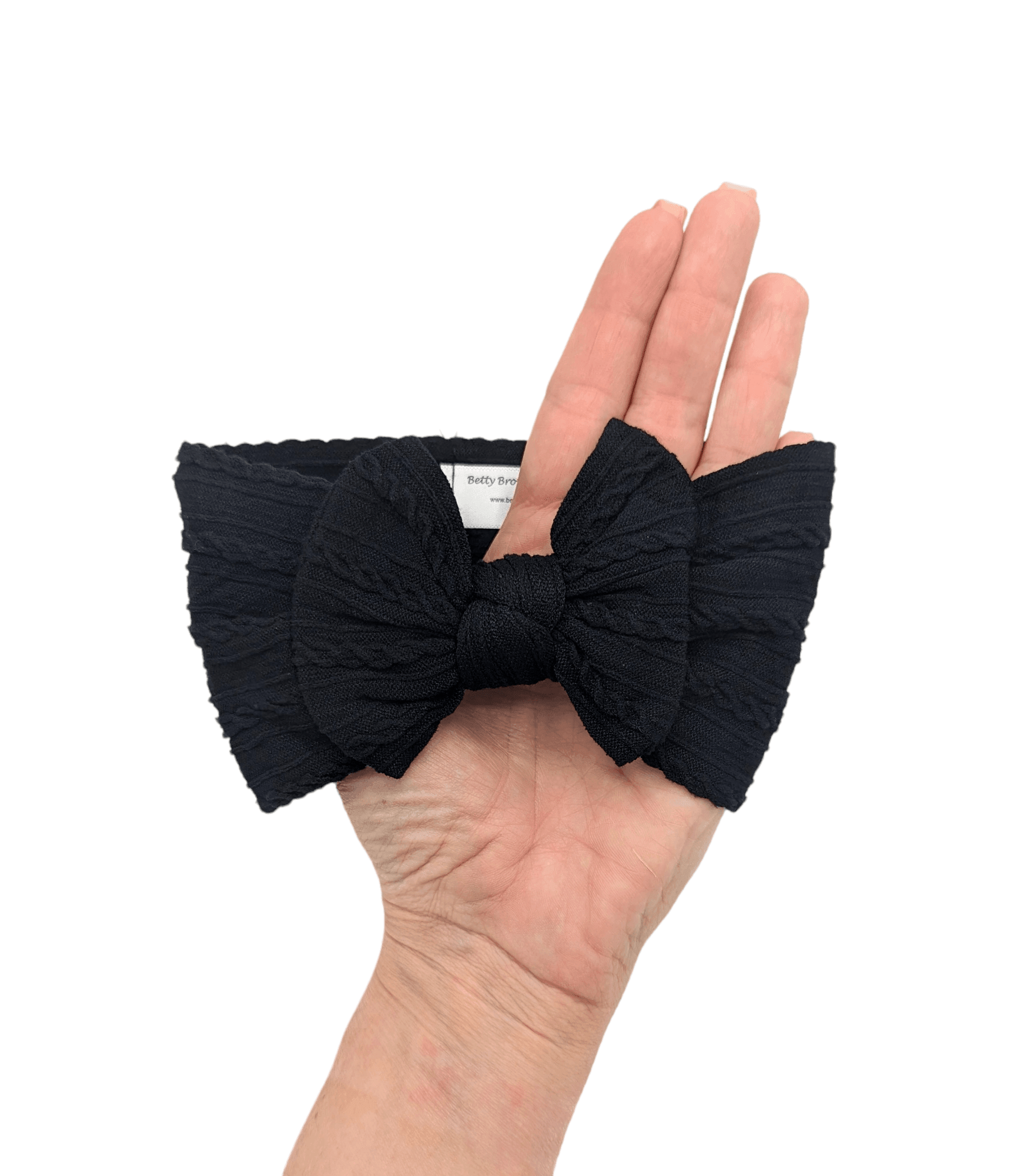 Black Smaller Bow Cable Knit Headband