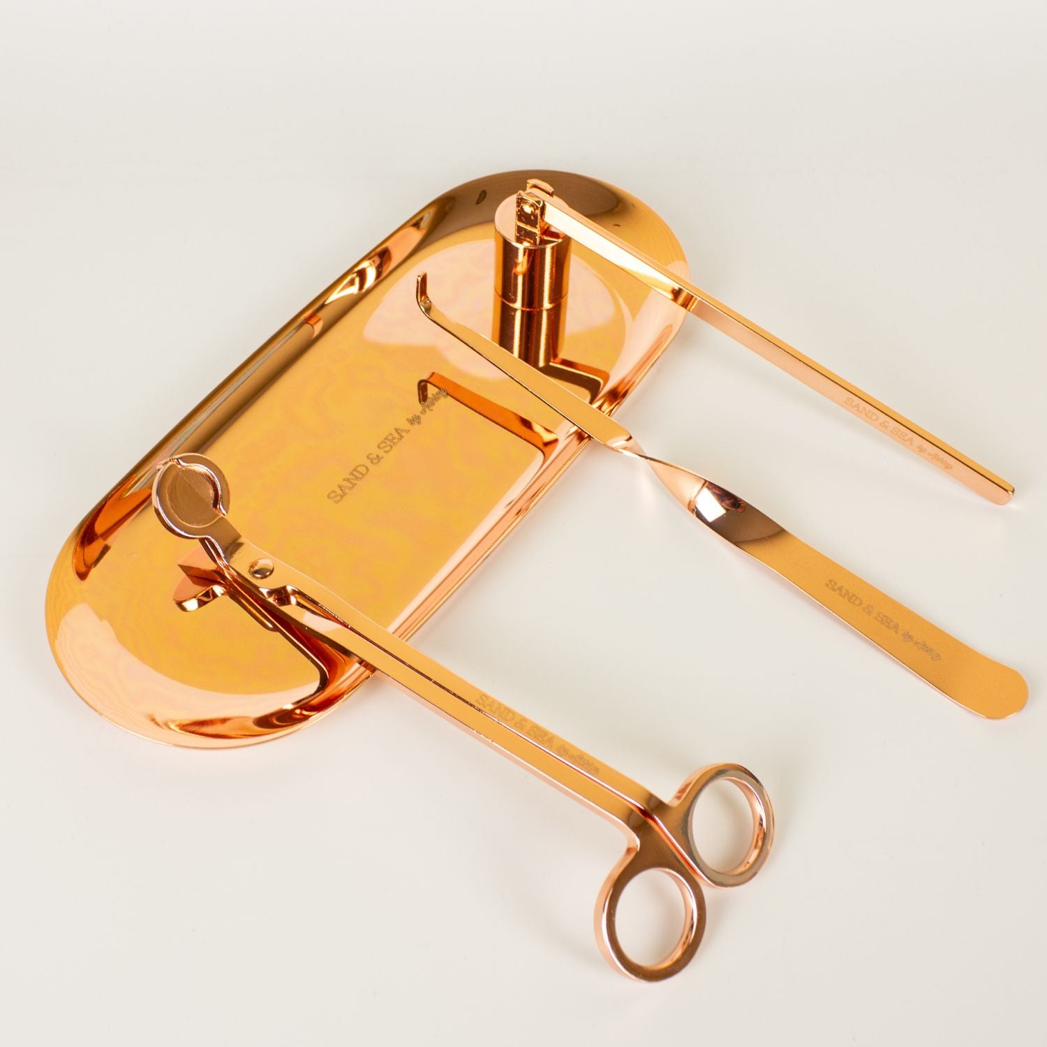 Candle Care Kits Rose Gold with Candle Snuffer, Wick Trimmer, Wick Dipper and Plate - 4 Pieces