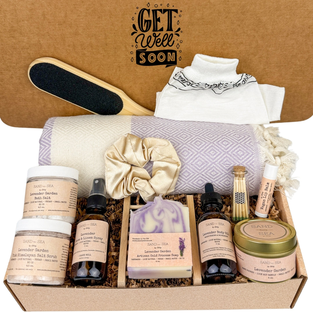 Get Well Gifts | Handmade Lavender Spa Gift Baskets | Self Care Gift Box