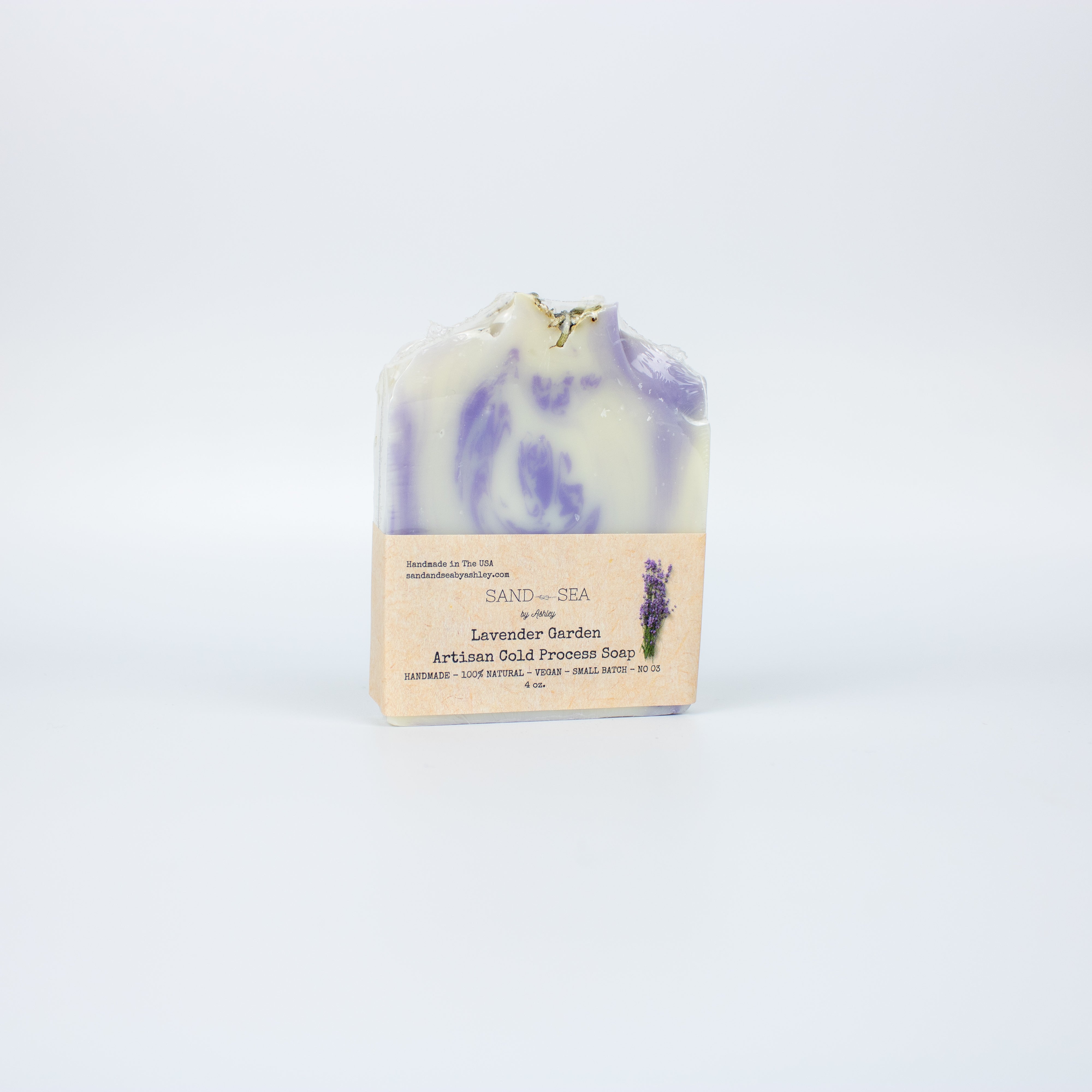 Artisan Cold Processed Handmade Soaps, All Natural, Vegan, Lavender Garden Soap 4 oz