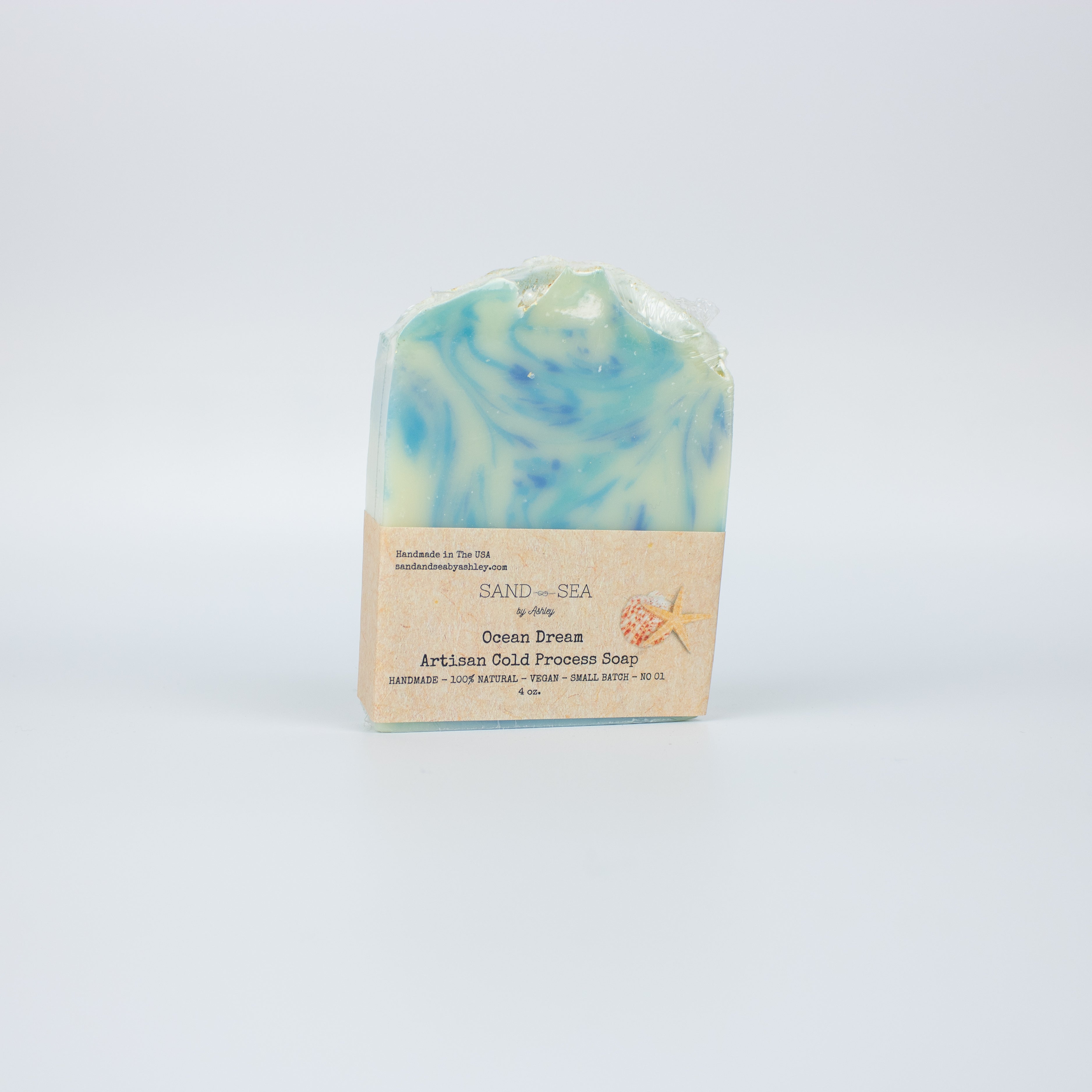 Artisan Cold Processed Handmade Soaps, All Natural, Vegan, Ocean Dream Soap 4 oz