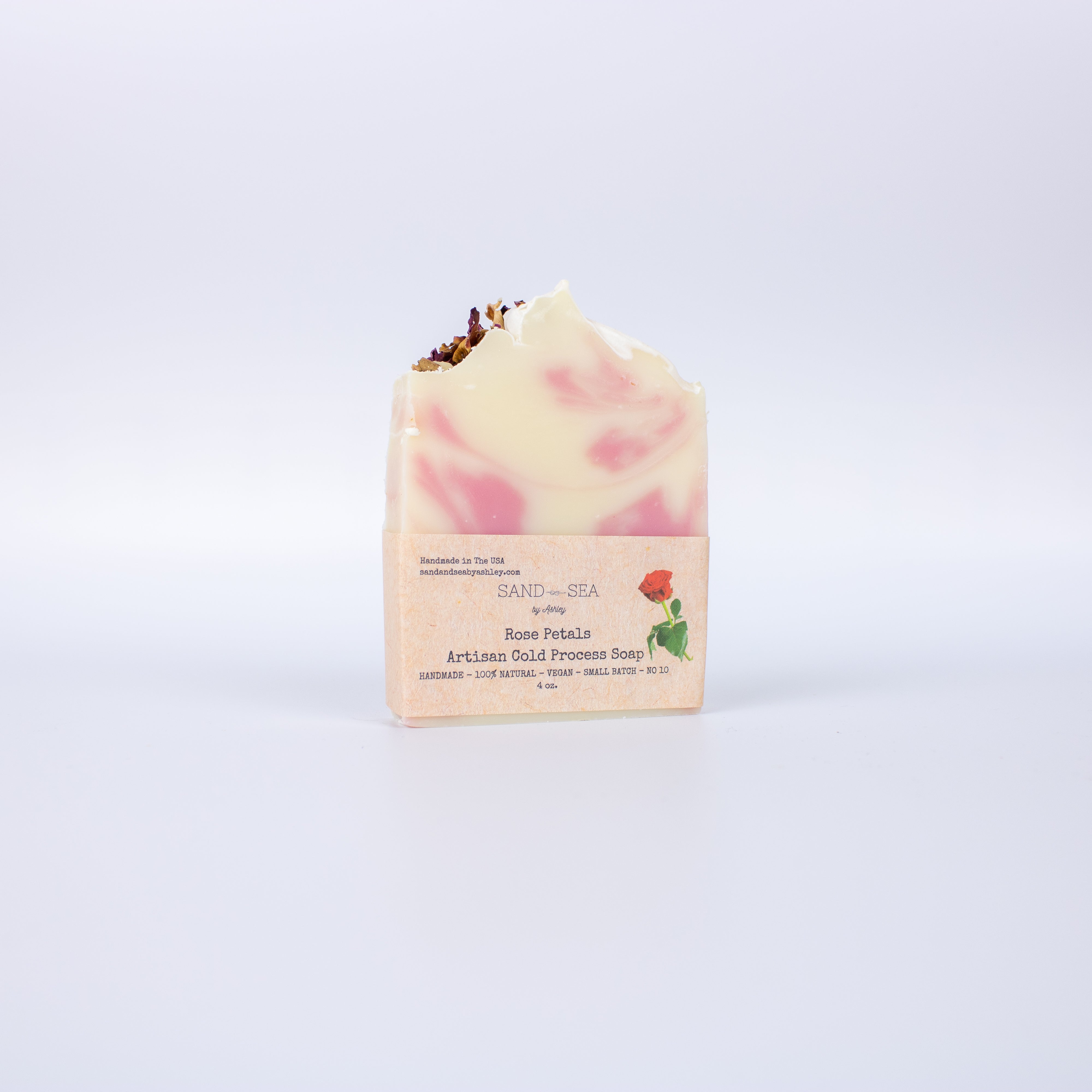 Artisan Cold Processed Handmade Soaps, All Natural, Vegan, Rose Petals Soap 4 oz