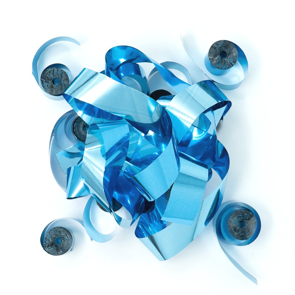 Baby Blue Metallic Foil Streamers - 20 Rolls (1" x 30')