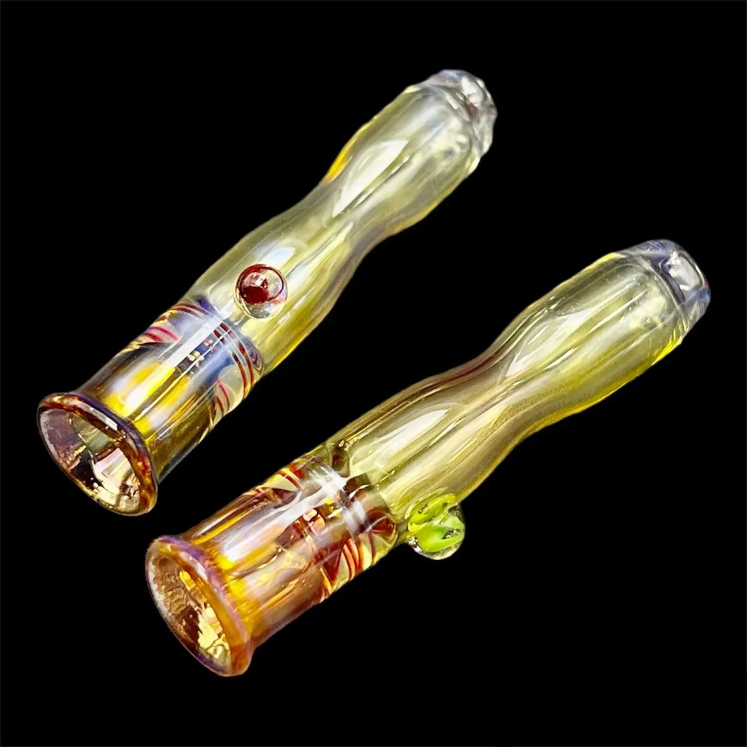 2 Pack - Golden Fumed Mini One Hitters Glass Pipes