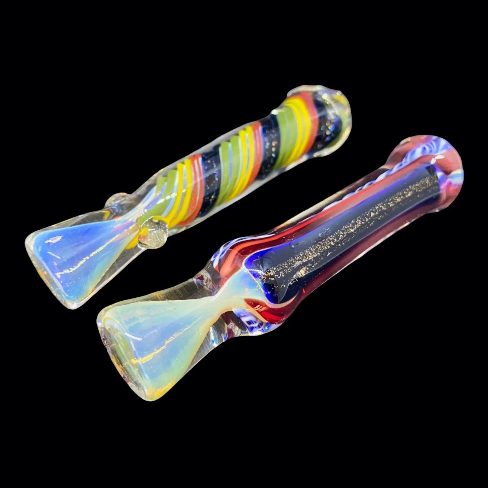 2 Pieces Set Chillum Glass Pipe Color Changing