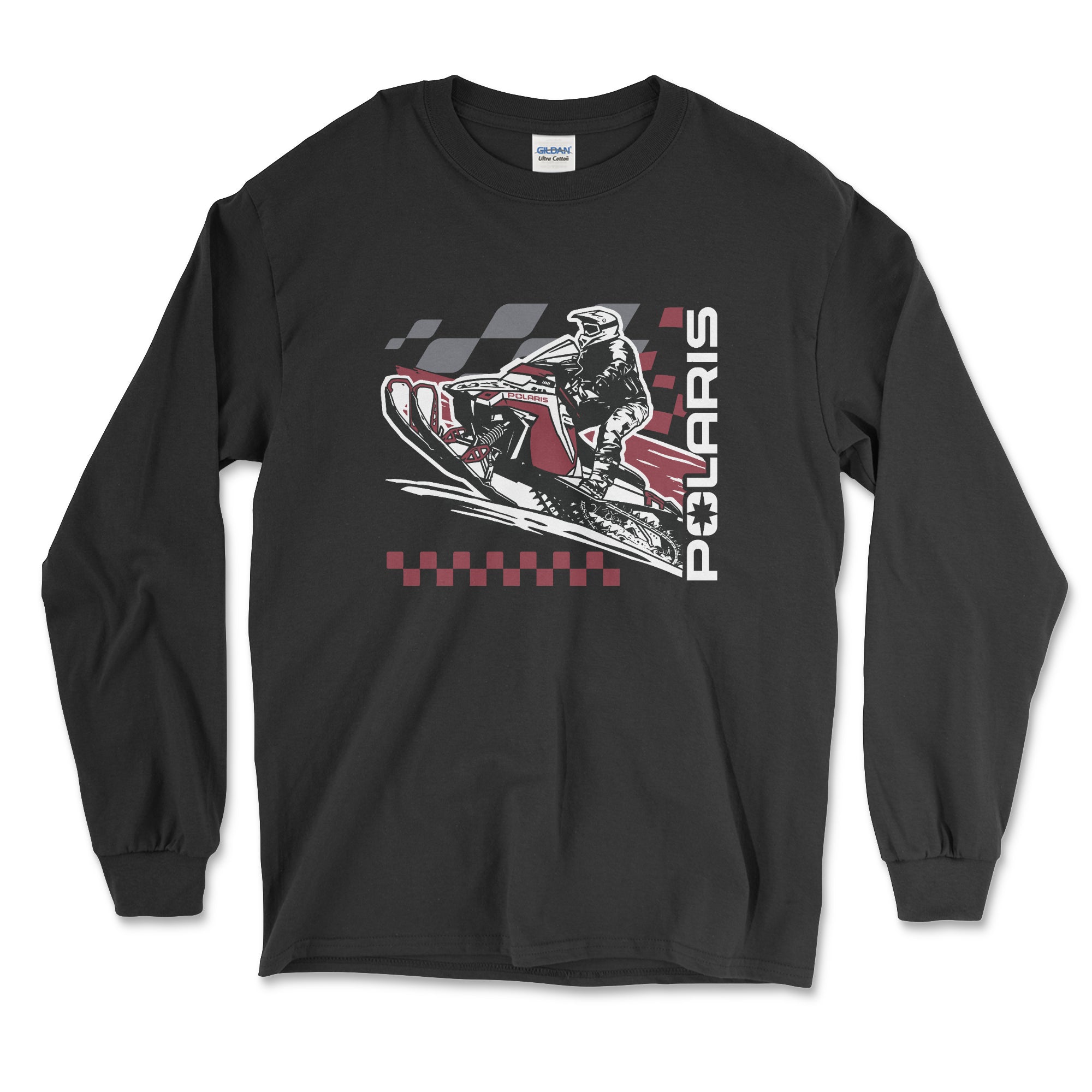 Adventure Awaits: Polaris Long Sleeve Tee Snowmobile Riders