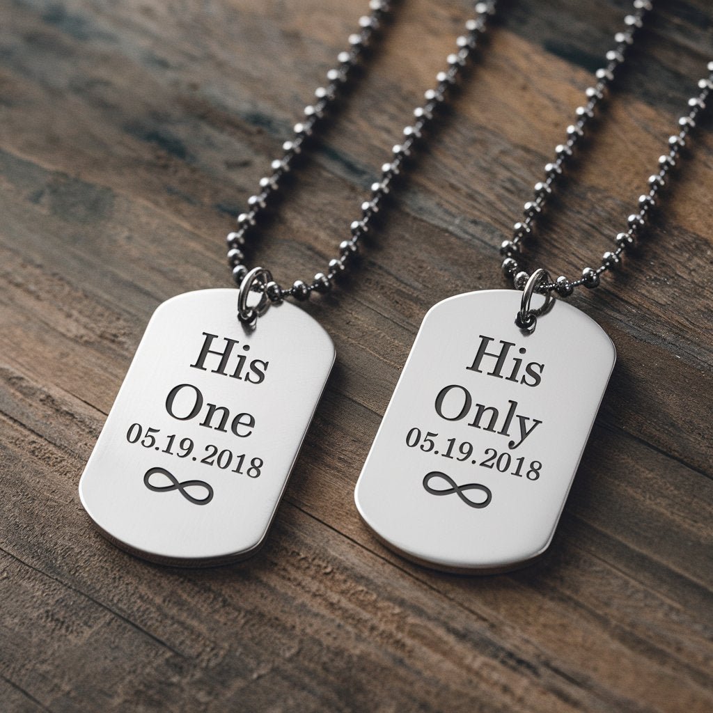 "His One His Only" custom Necklace set with date