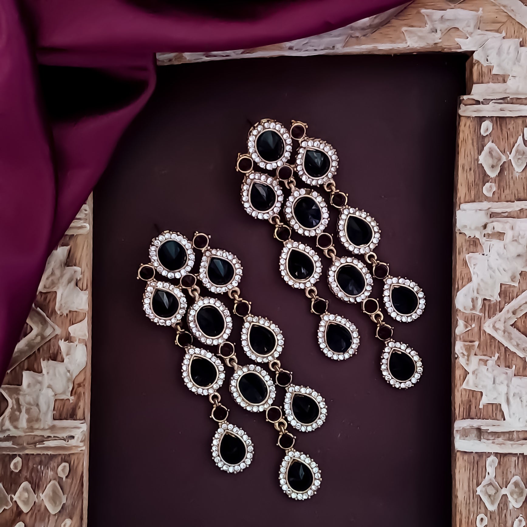 Anvi Dangler Lightweight  Chandbali Earring-  Black