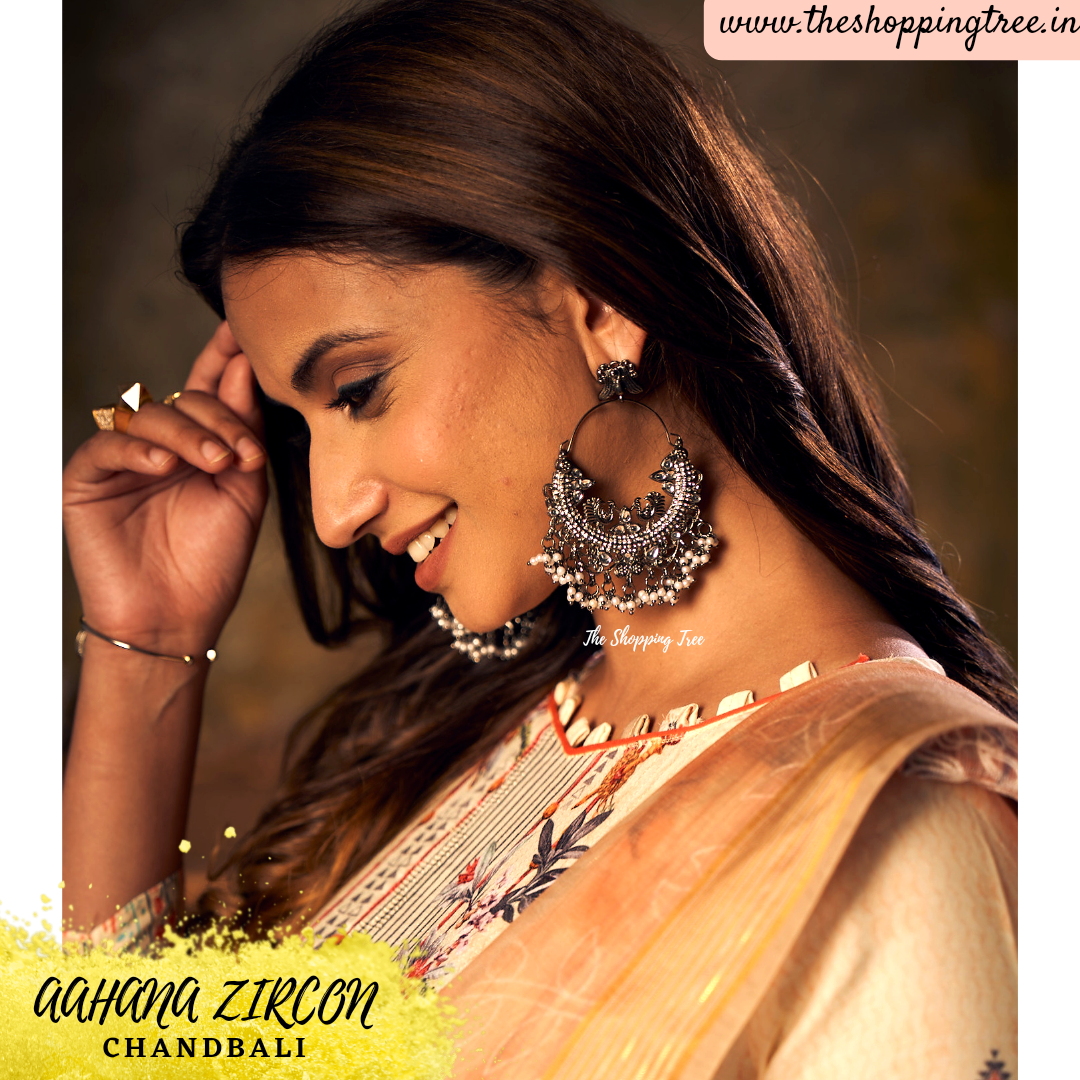 Aahana Black Metal Chandbali Earring