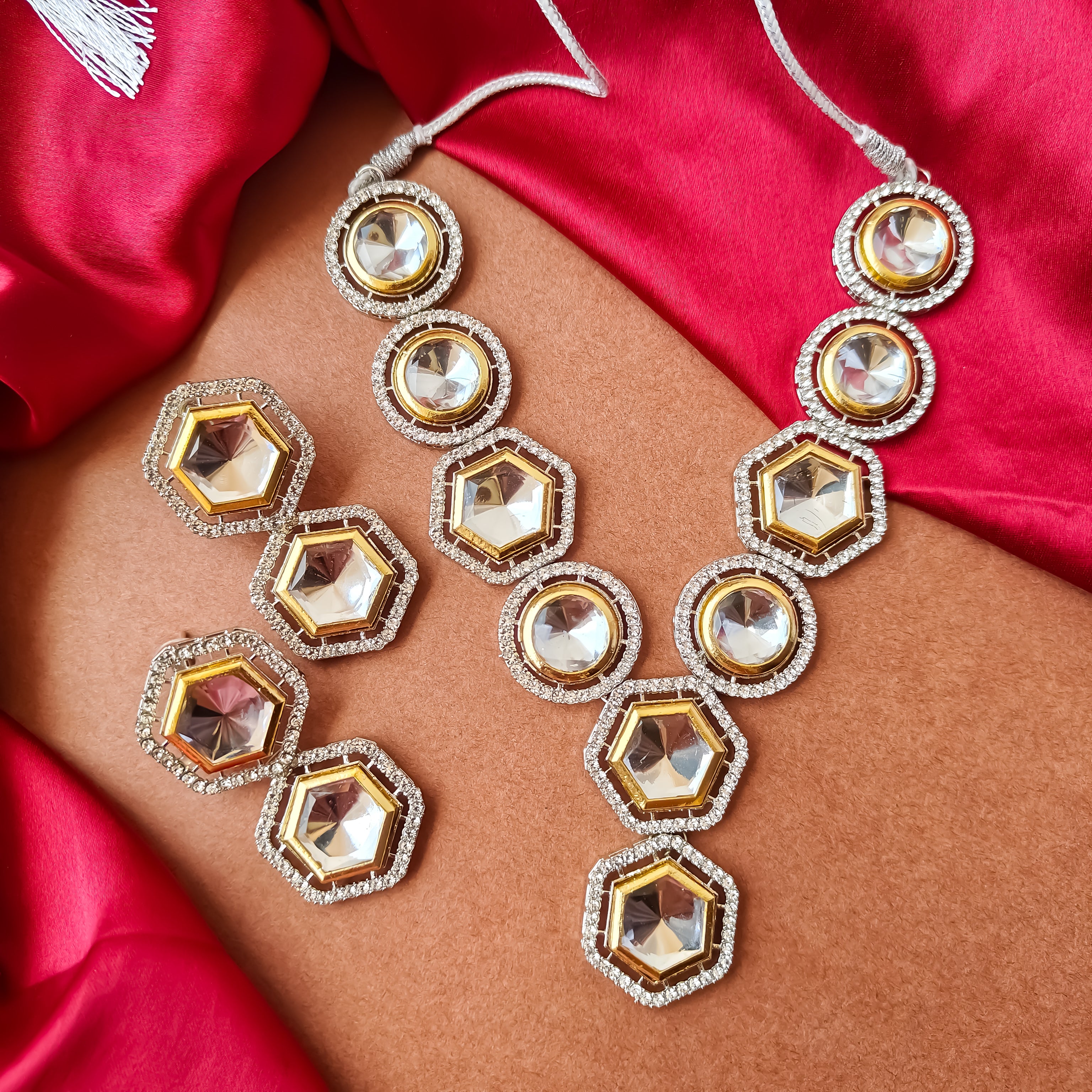 Anisa Polki Look Alike Necklace Set with Earrings