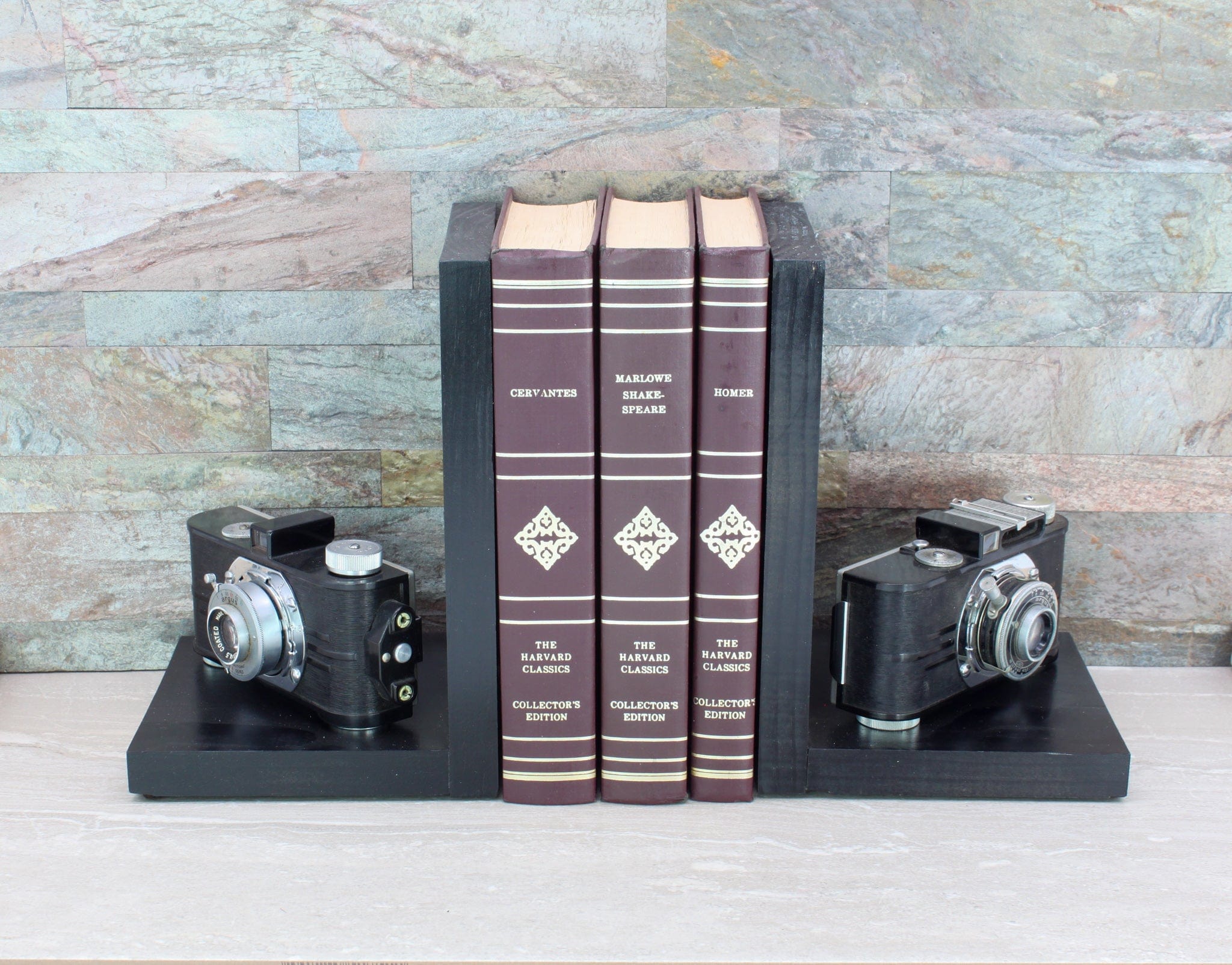 Antique Decorative Bookends - 2 Argus A Cameras, DVD Holder, Ecofriendly Bookends, Vintage lover gifts, Book Lover, Movie Room Decor