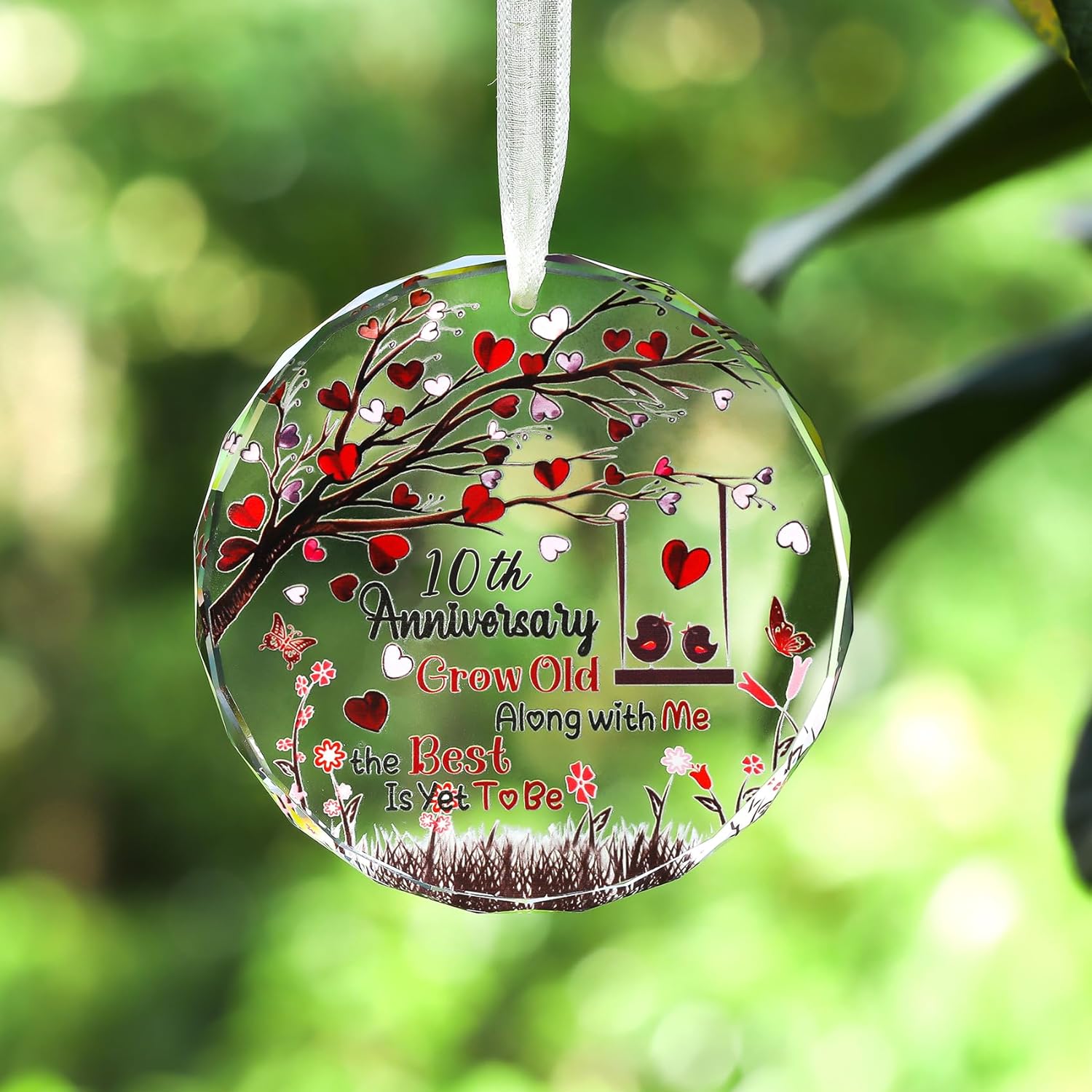 10th Wedding Anniversary Glass Ornament, In Loving Memory Custom Ornament, Custom Christmas Gift Ornament, Crystal Ornament