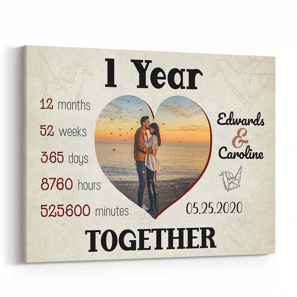 1 Year Together 1st Anniversary Custom Photo Canvas Print