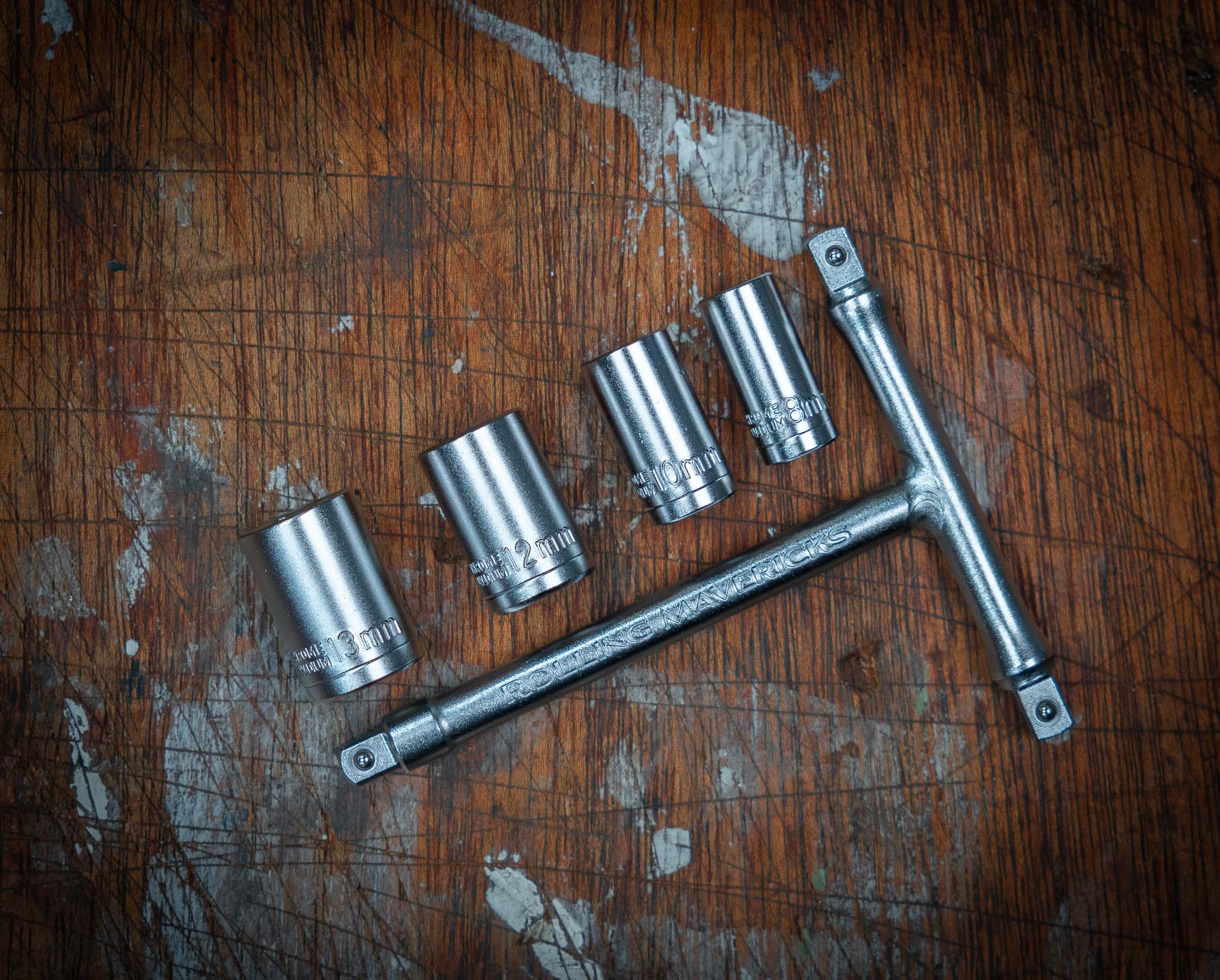 Tri-Drive Ultralight Mini T-Handle Kit , 1/4" w/8 ,10, 12, 13 mm Sockets