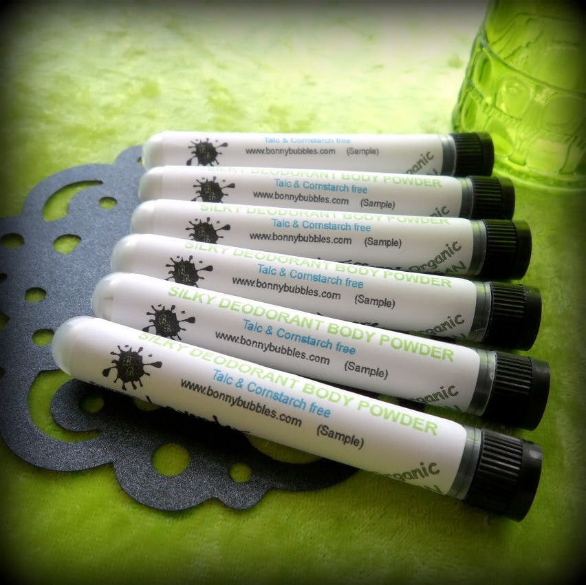 . Body Powder Samples - Talc and Cornstarch Free, dusting powder testers