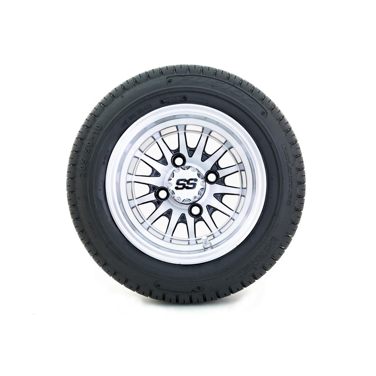 10" GTW Medusa Black and Machined Wheels with Fusion DOT Street Tires " Set of 4