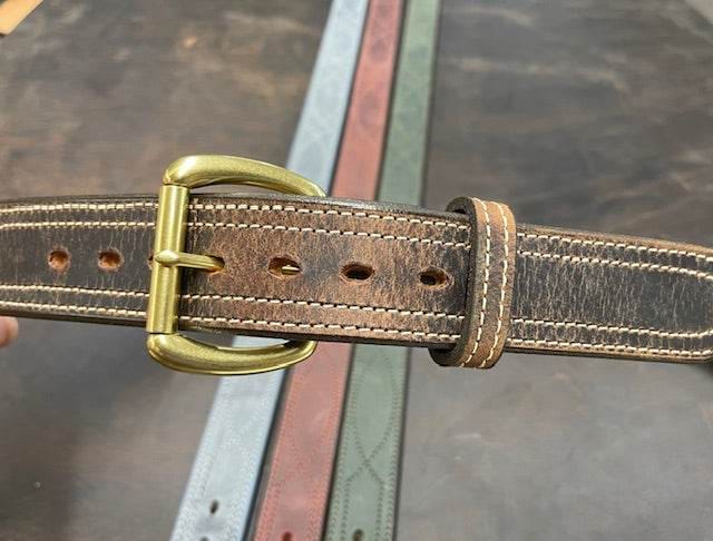 *In Stock* 1.5" Carry Belt .25" Thick Fancy Stitch in Genuine Water Buffalo