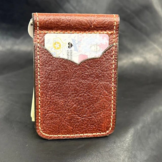 *In Stock* Front Pocket Money Clip Wallet Saddle Oil Finish Pebbled Steer Hide - Limited Run