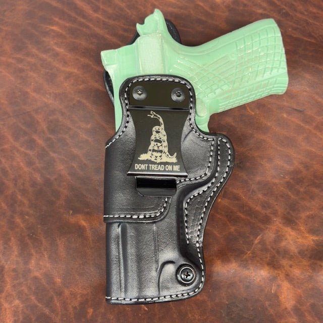 *In Stock* LH Side/RH SOB IWB Kimber KDS 9C Black w/Silver Stitch & DTOM or 2A 1776 Metal Belt Clip