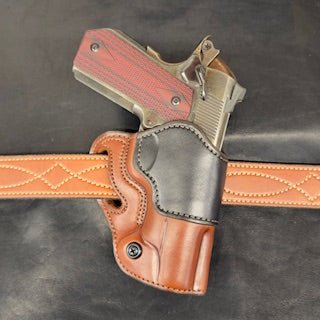 *In Stock* RH Raptor Holster for 1911 4.25" Golden Brown w/Black Trim & Brown Stitch