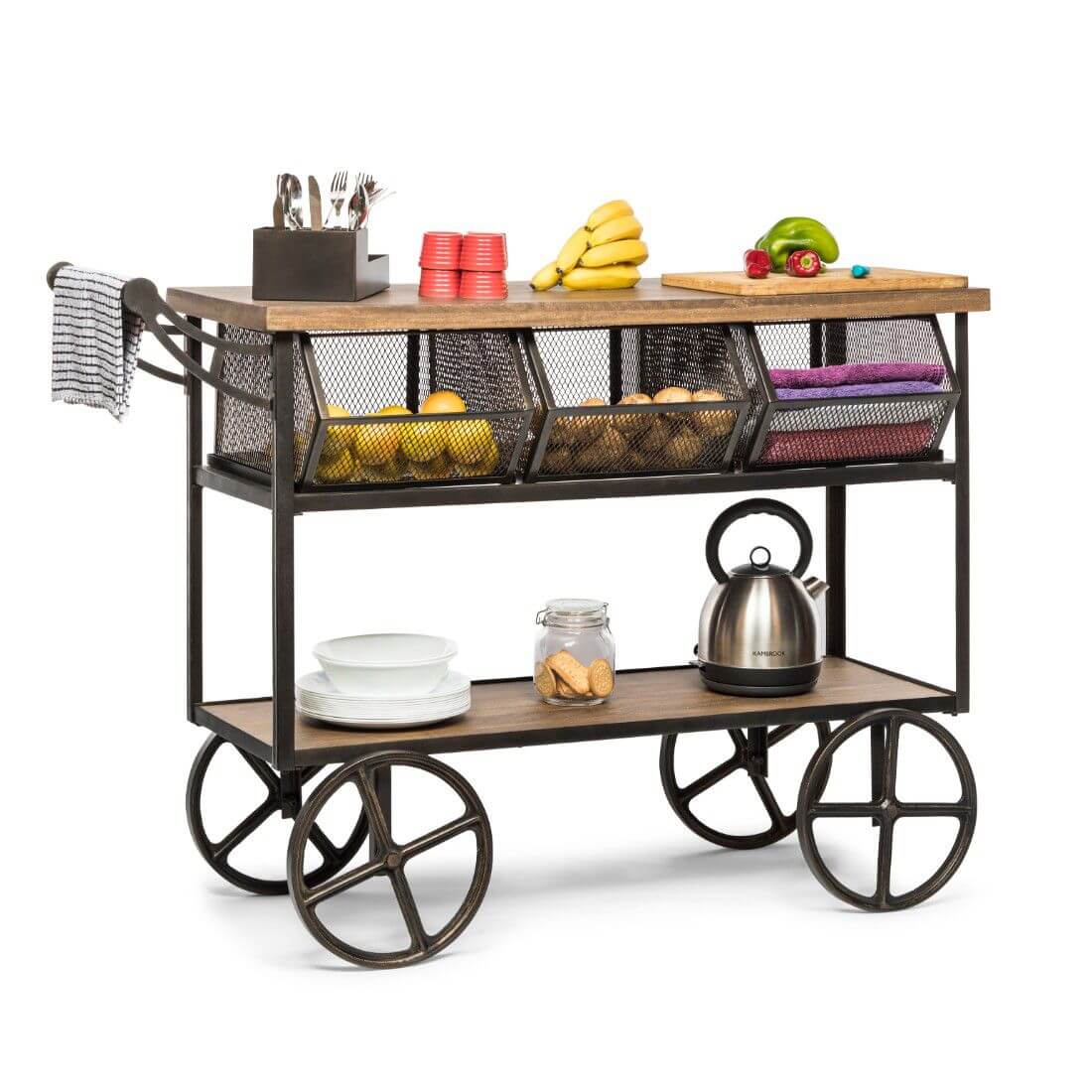 Kitchen Trolley with 3 Baskets