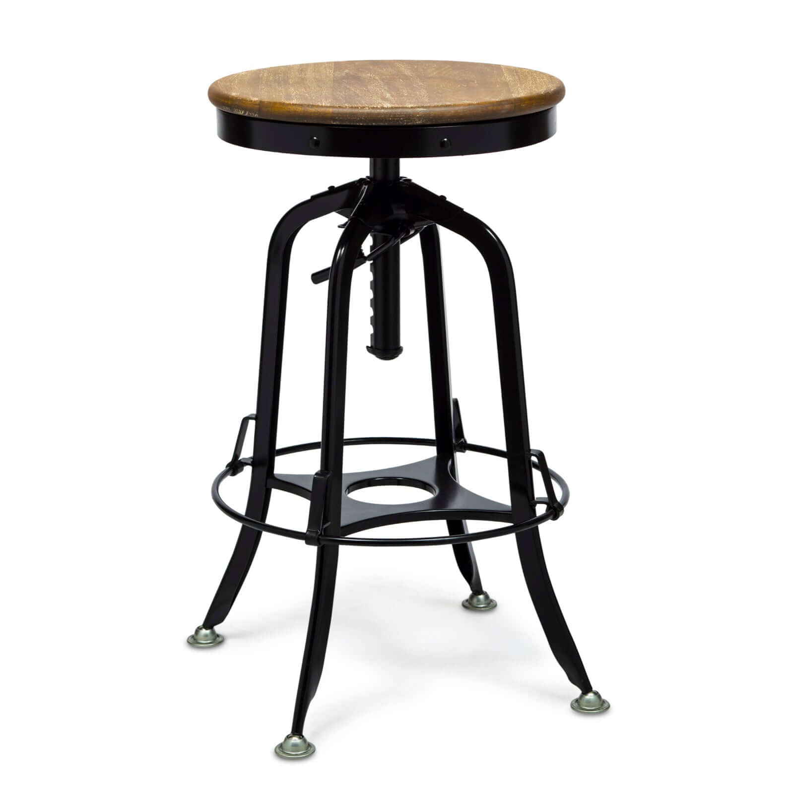 Black Bar Stool with Wood Top