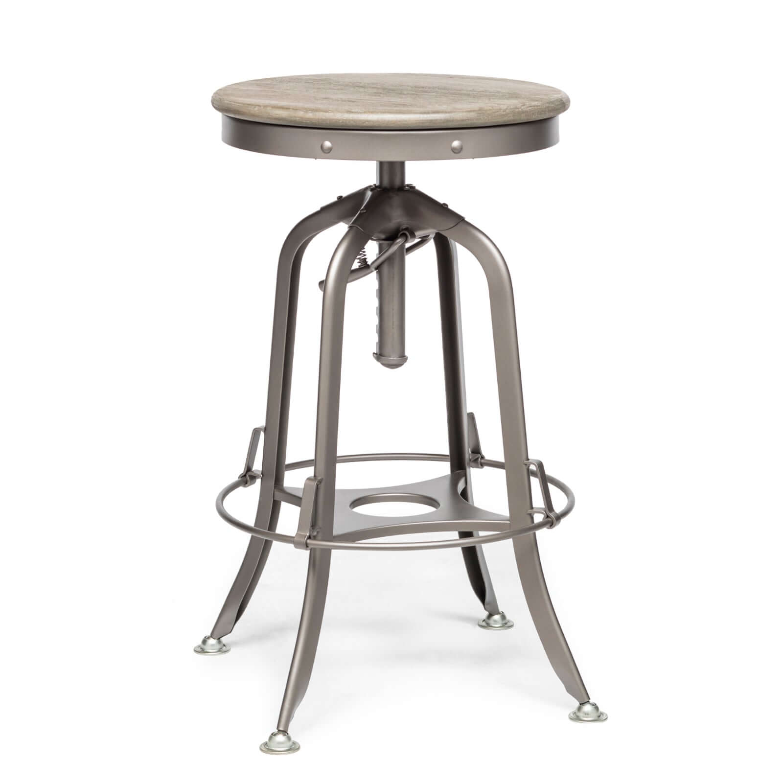 Grey Bar Stool with Oak Top