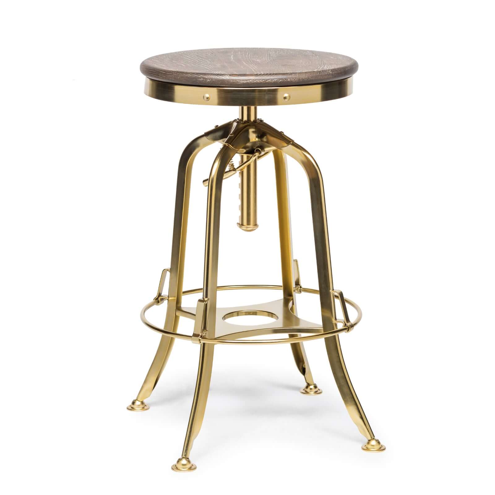 Gold Bar Stool with Oak Top