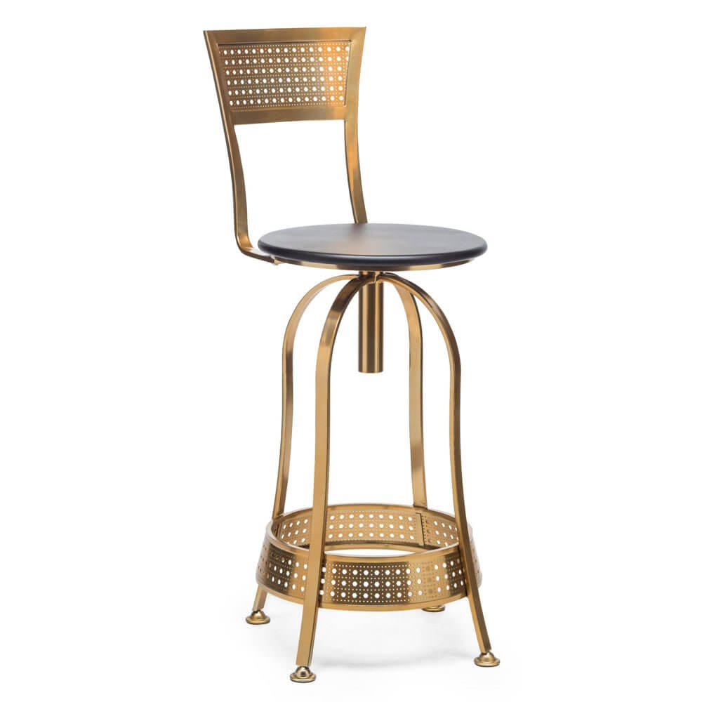 Gold Bar Stool with Netted Design Frame