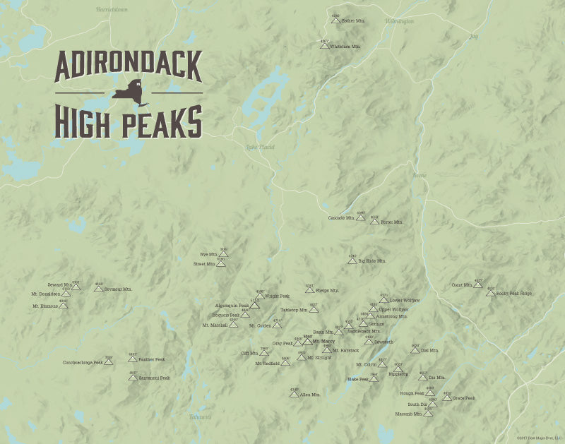 Adirondack High Peaks Map 11x14 Print
