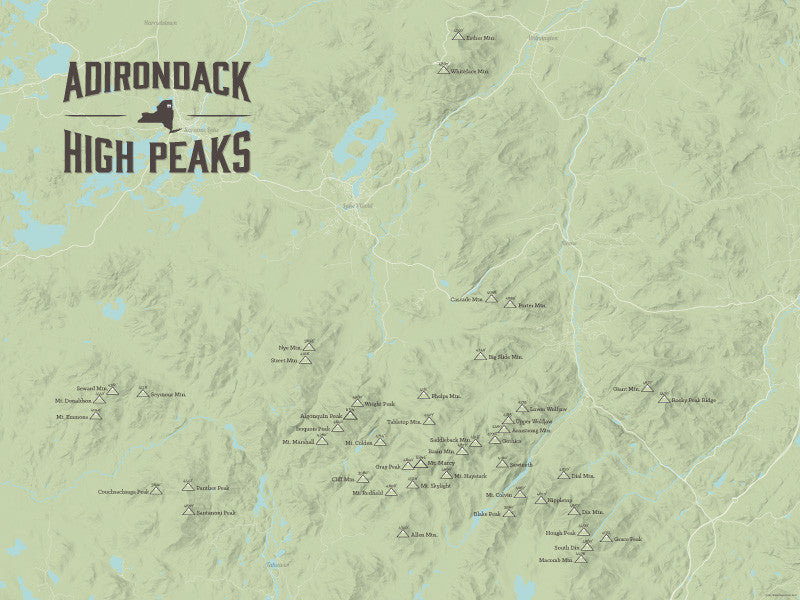 Adirondack High Peaks Map 18x24 Poster