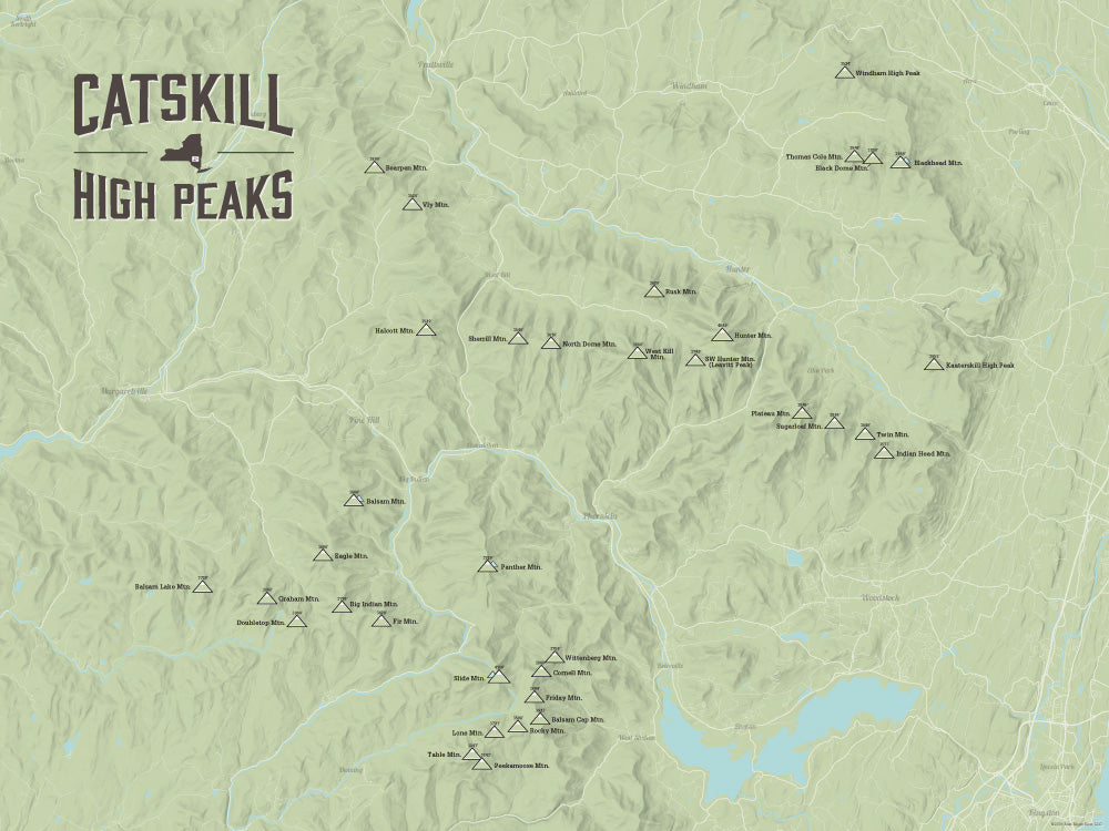 Catskill High Peaks Map 18x24 Poster