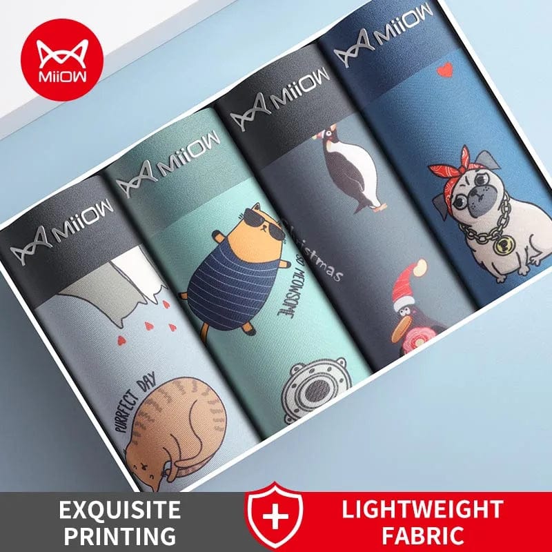 4Pcs Animal Print Men Boxers Shorts