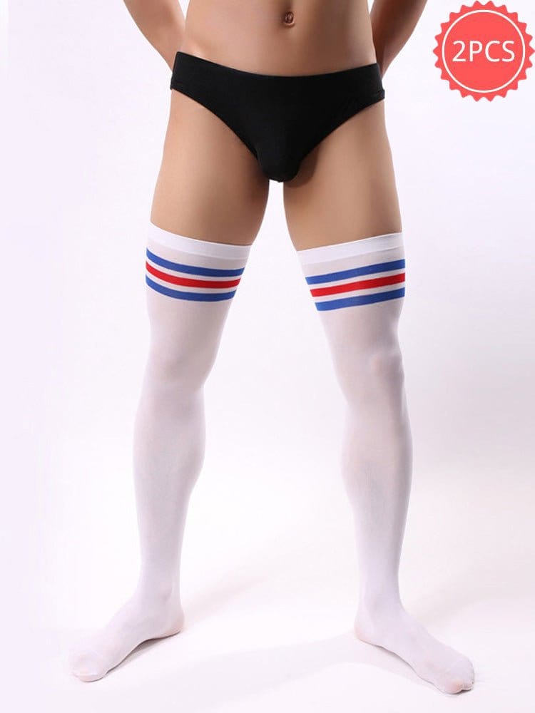 2 PCS Men's Striped Stockings Set