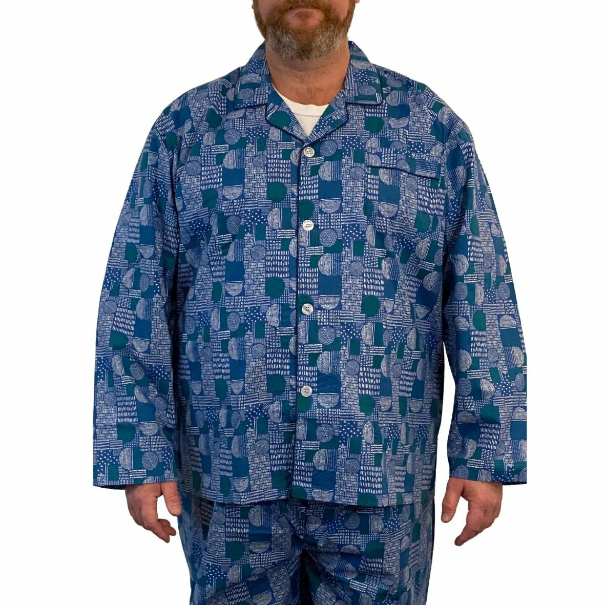 Contare Blue Patch Cotton Rich Long PJs Set