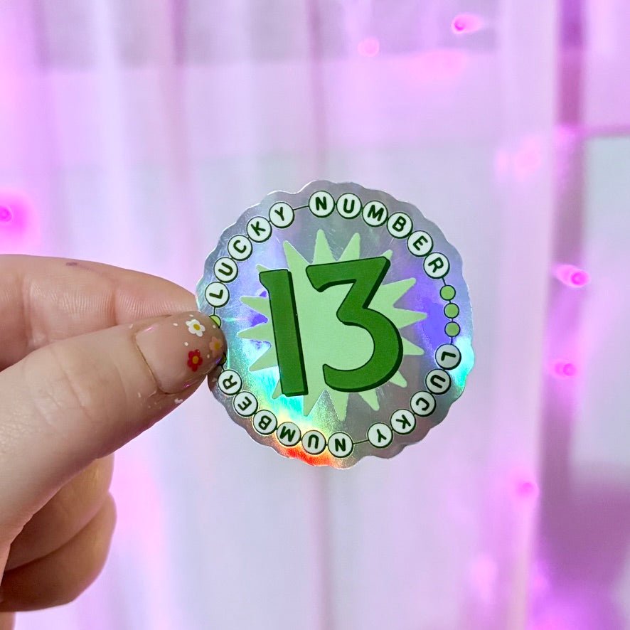 13 Lucky Number holographic Sticker