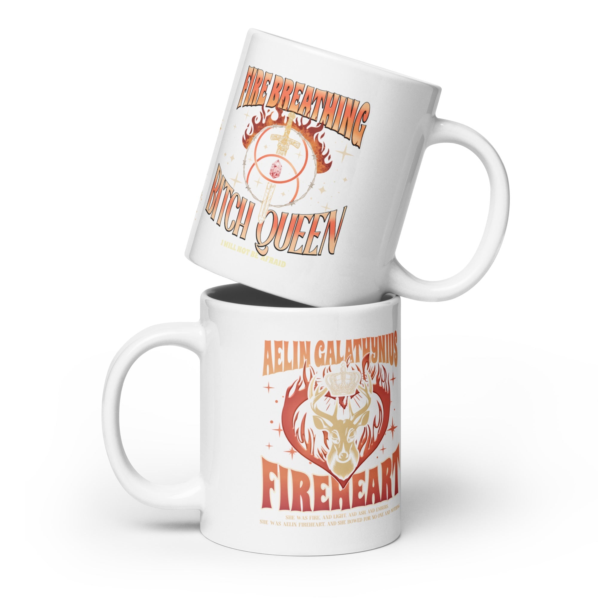 Aelin Fire Breathing B Queen White glossy mug