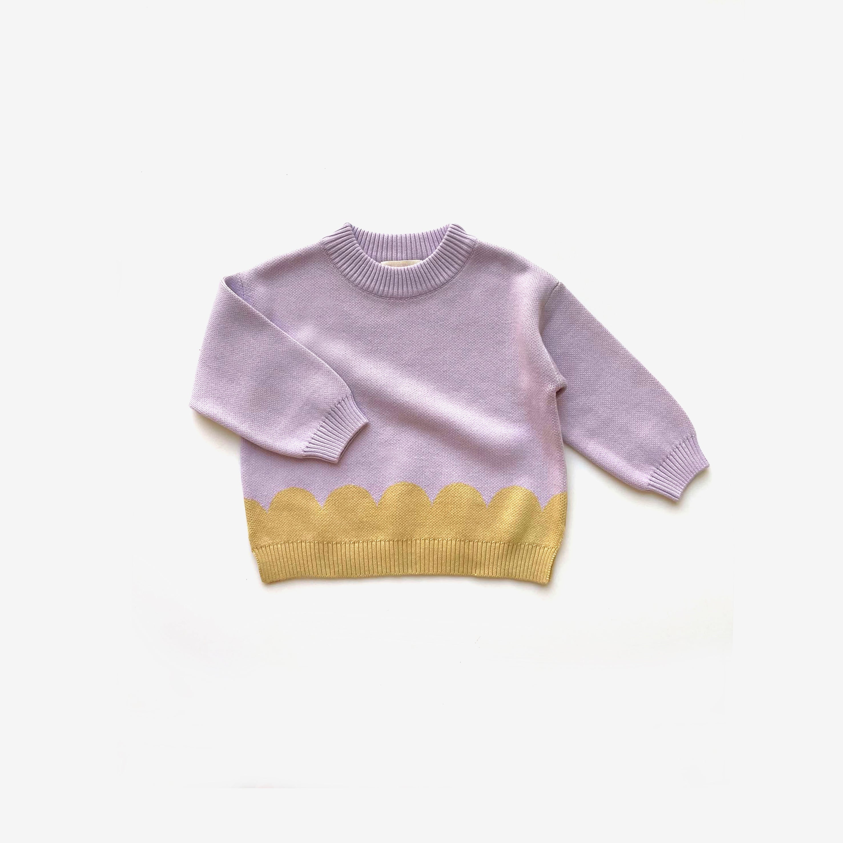 Organic Cotton Knit Jumper - Scallop Colour Block