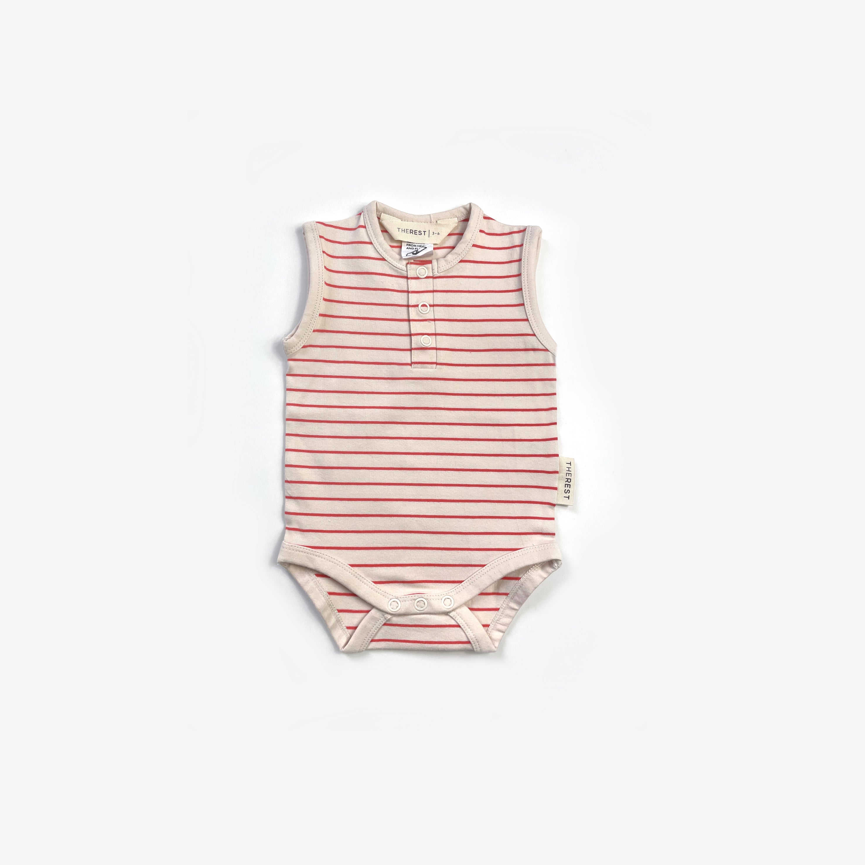 Henley Bodysuit - Tigerlily Stripe