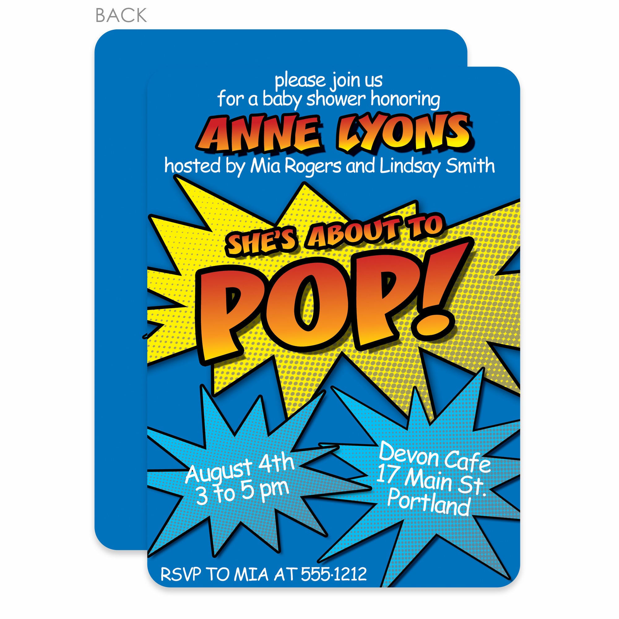 About To Pop Baby Shower Invitation, Blue (Printed)