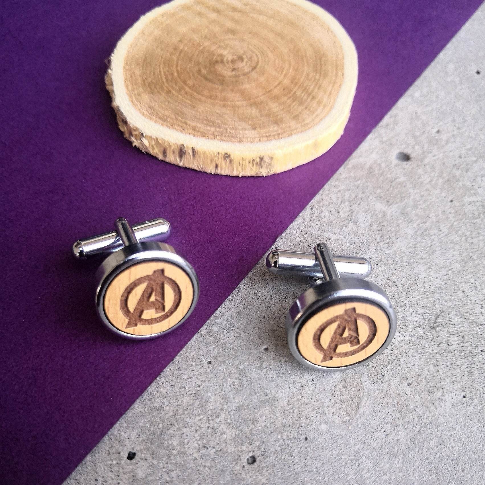 Avengers Quirky Wooden Chrome Cufflinks