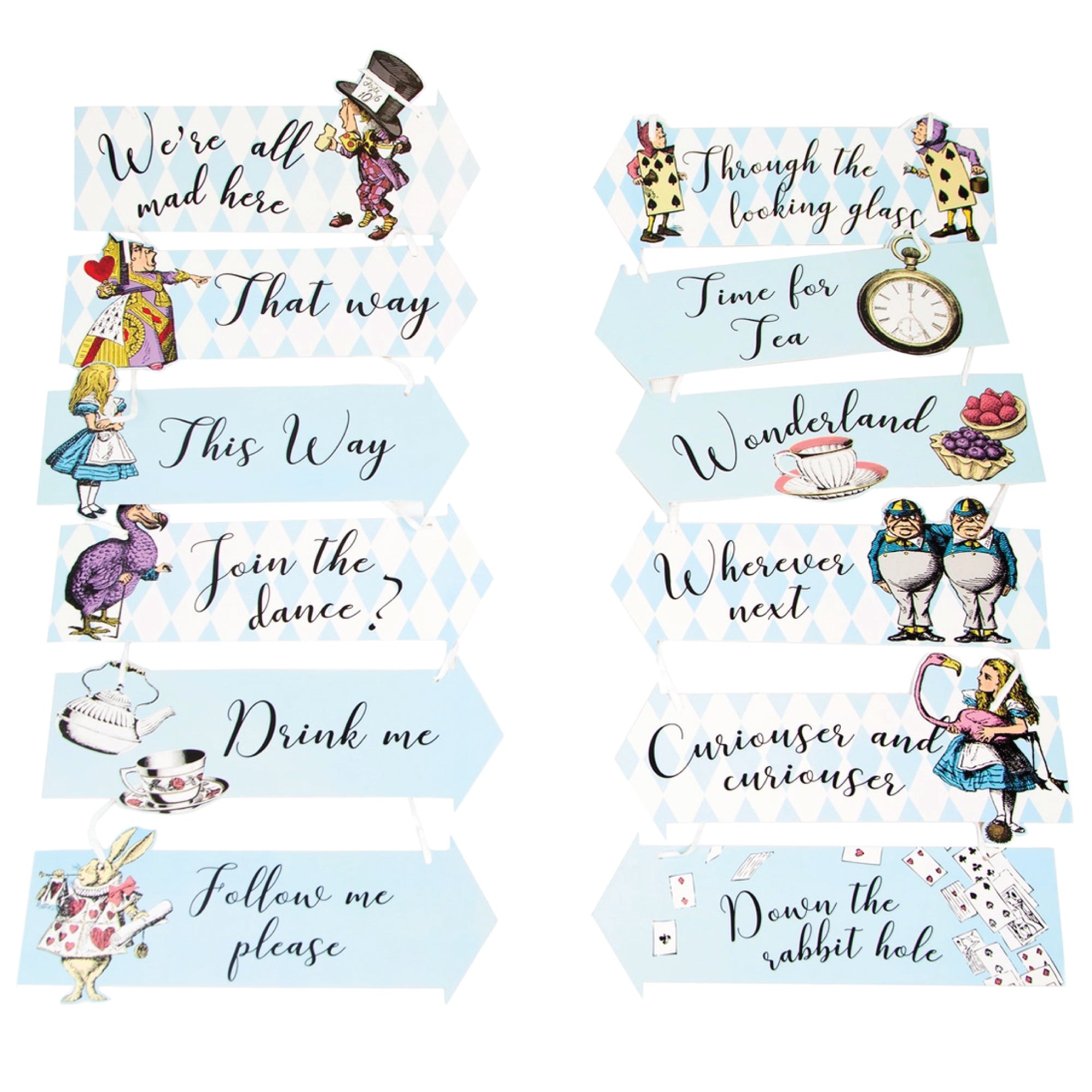 Alice in Wonderland Party Sign Decorations 12ct