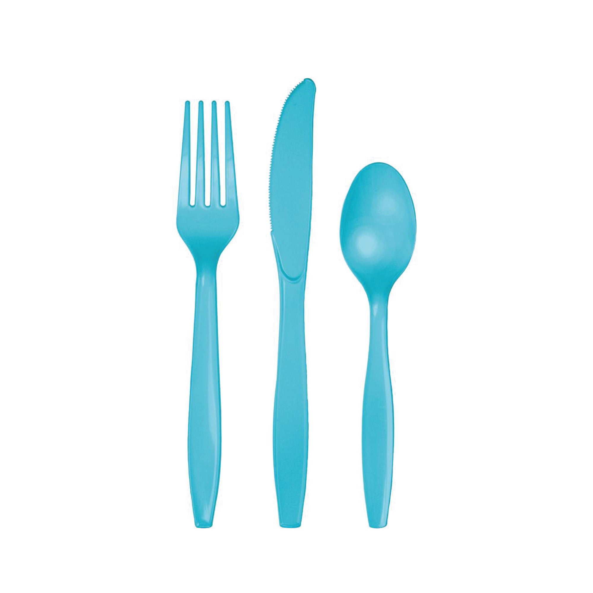 Bermuda Blue Plastic Cutlery Set for 8