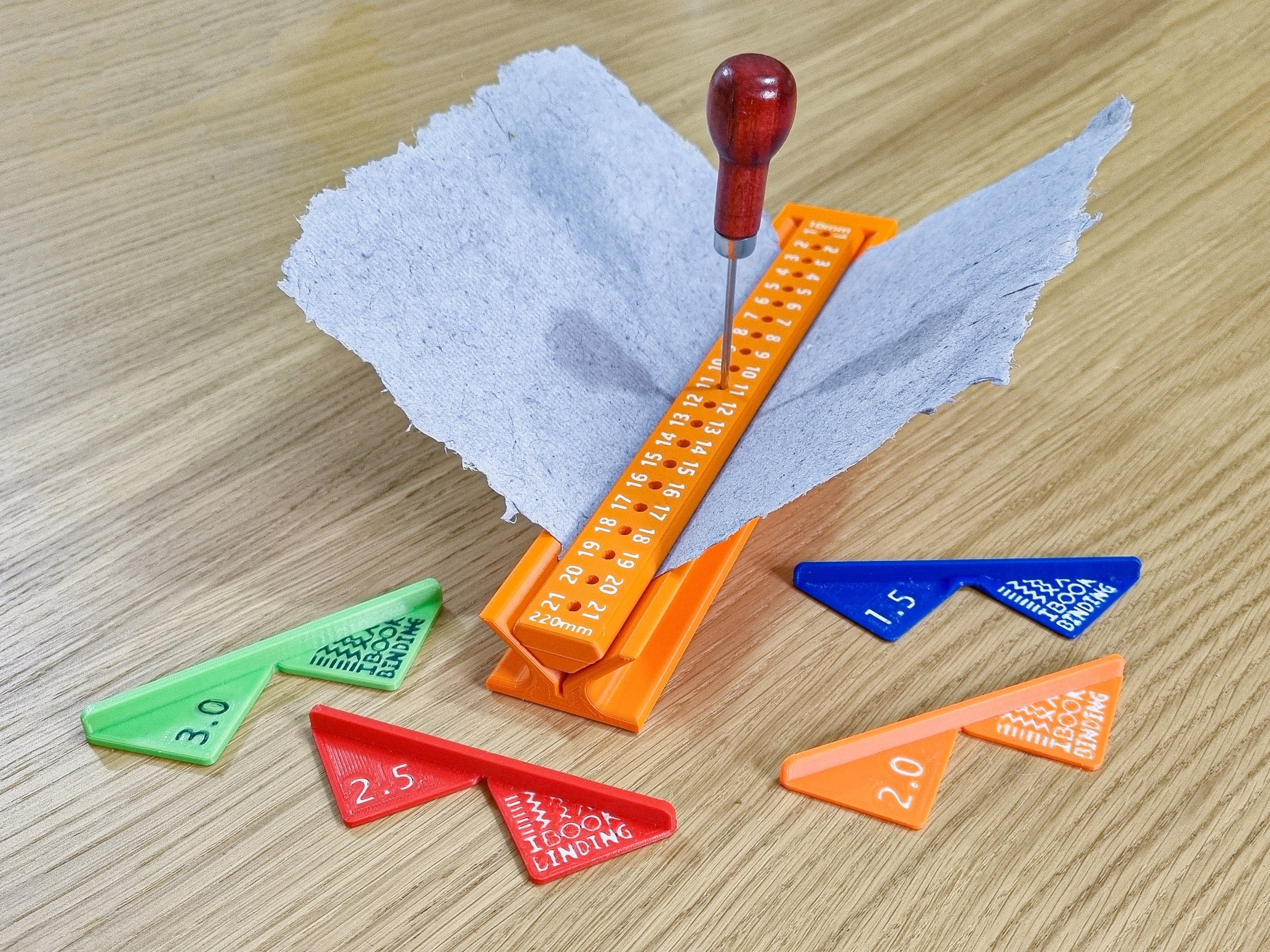 Bookbinding Set #1B: Section Punching Cradle Type B + Corner Cutting Jigs (3d-printed, Mark II)