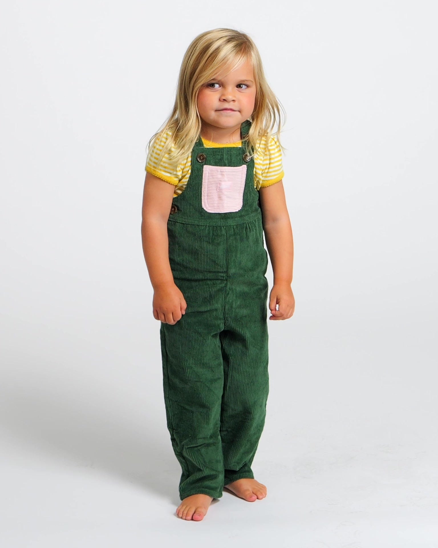 Kid's Overall (Forest Green/Powder Pink)