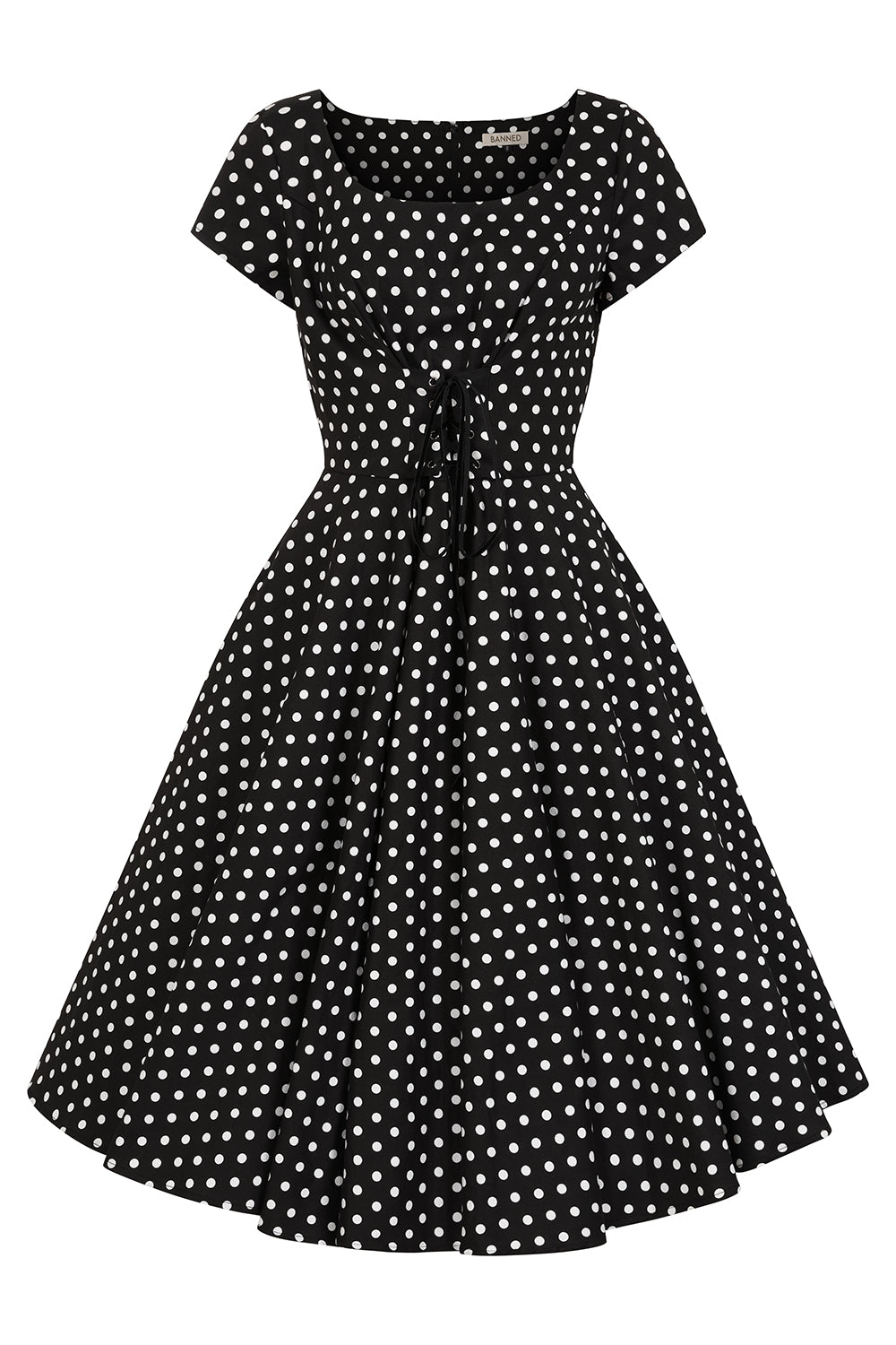 Black Lola polka dots swing dress