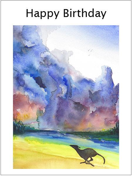 Greyhound Birthday Card - 'Storm Chaser'