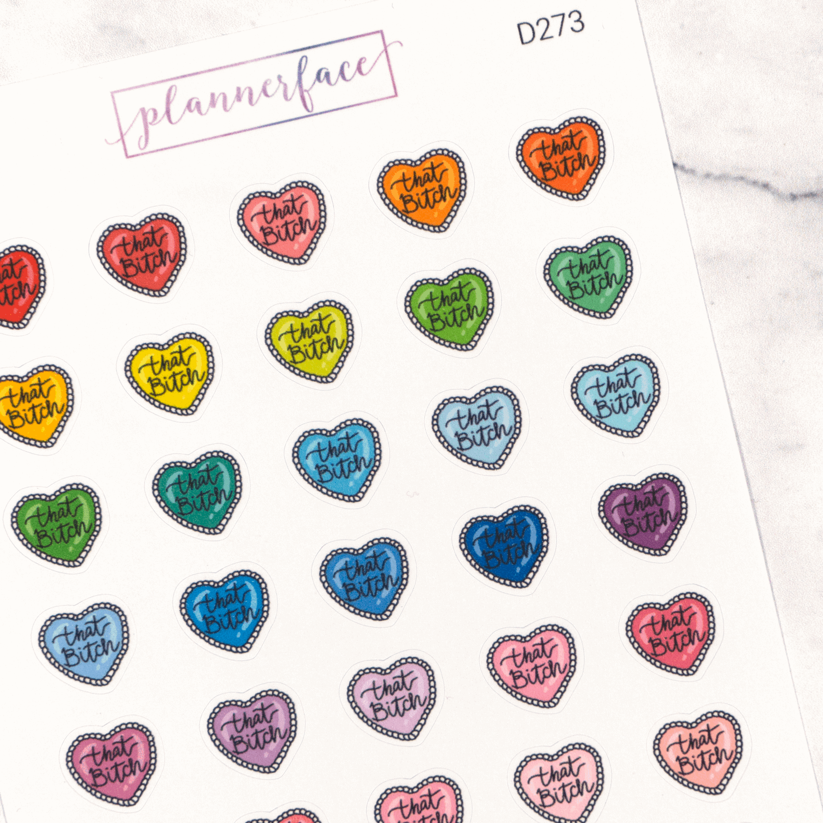 "That Bitch" Heart Multicolour Doodle Stickers