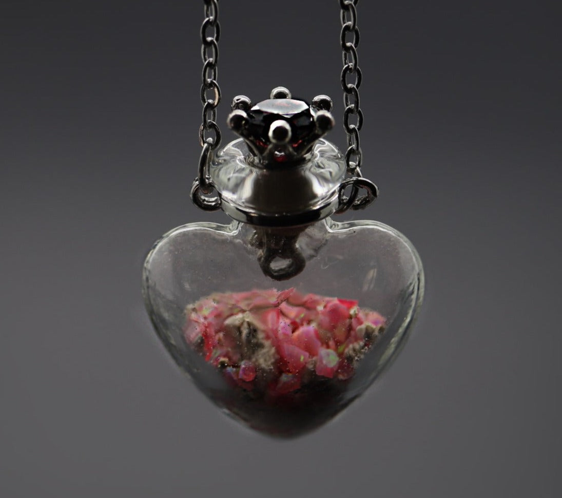 "Heart" - Personalized Fill-At-Home Glass Necklace (For Ashes, Dried Flowers, Sand, etc)