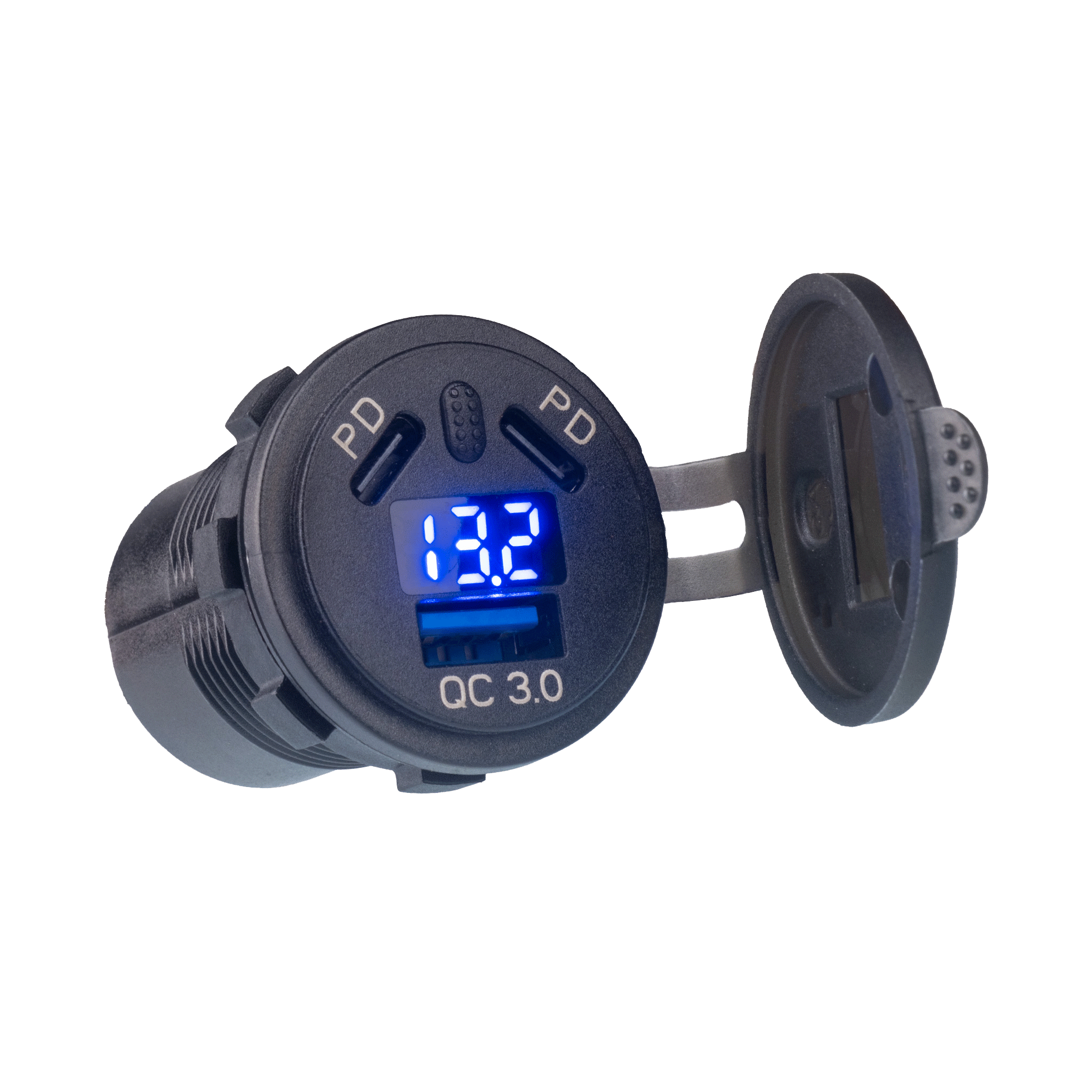 PA033 Dual port USB-C and USB-A power adapter/voltmeter